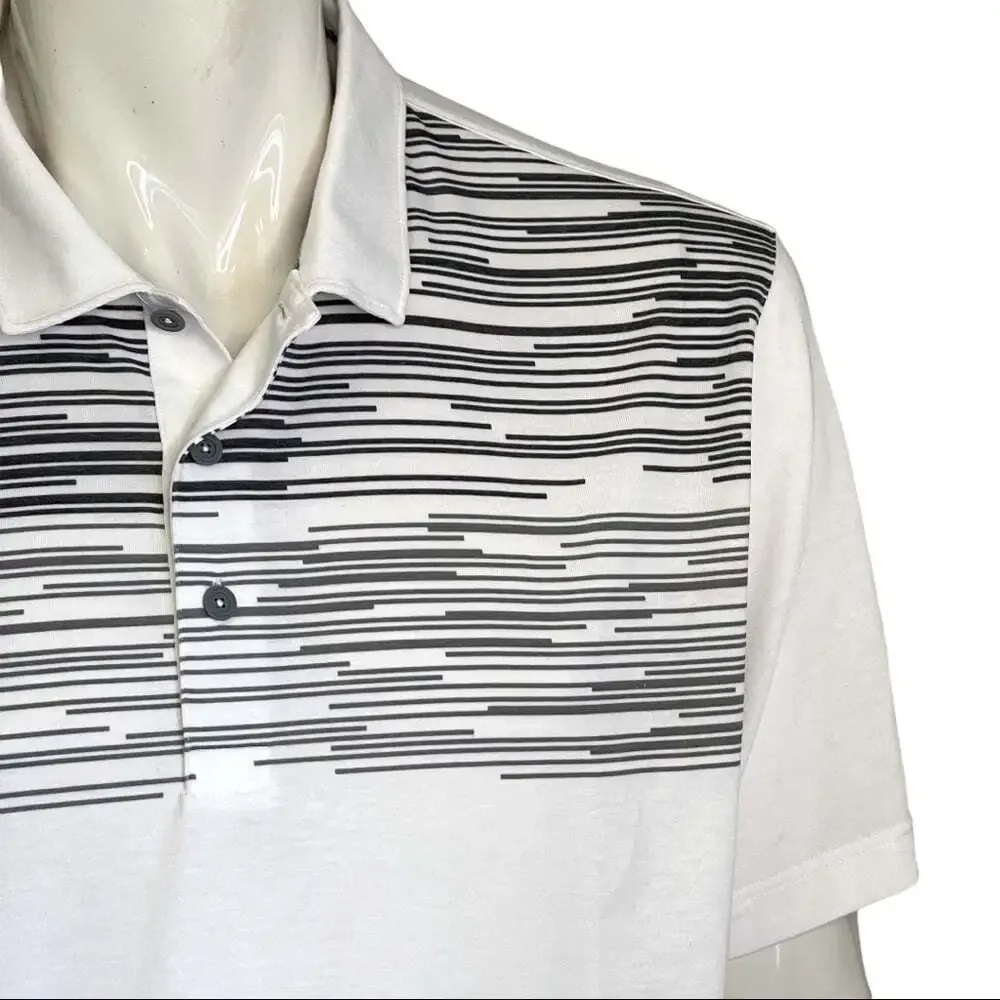 PUMA Men XL White Black Business Casual Preppy Golf Short Sleeve Polo Sh…